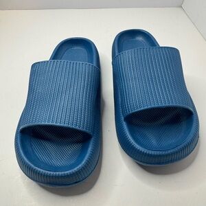 Blue Ribbed Slide Sandals Women's Size EU36-37